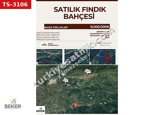 33-ŞEKER EMLAK 4972m2 İLÇE MERKEZİNE YAKIN SATILIK BAHÇE